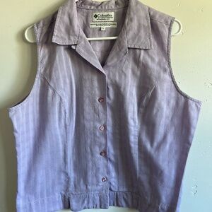 Vintage 90s Columbia Sportswear Lavender Sleeveless Button Down Blouse Cottageco